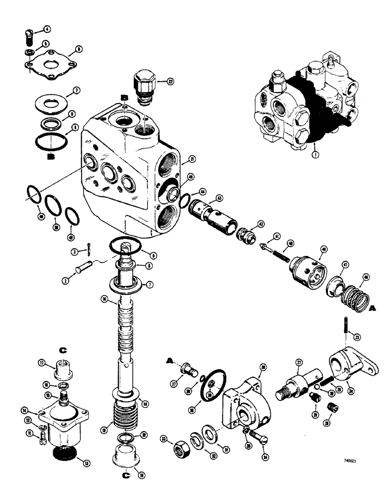 Схема запчастей Case 825 - (214) - L54608 CONTROL VALVE, L35718 STEERING SECTION (07) - HYDRAULIC SYSTEM