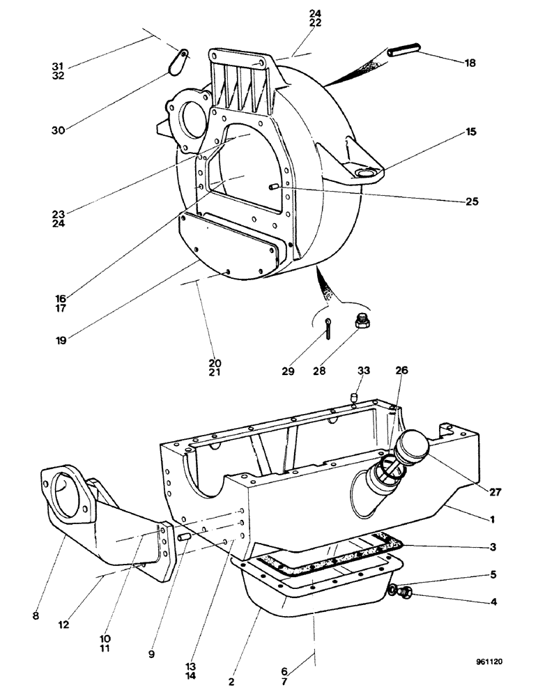 Схема запчастей Case 580G - (24) - ENGINE - OIL PAN, SUMP FRAME, AND FLYWHEEL HOUSING (10) - ENGINE