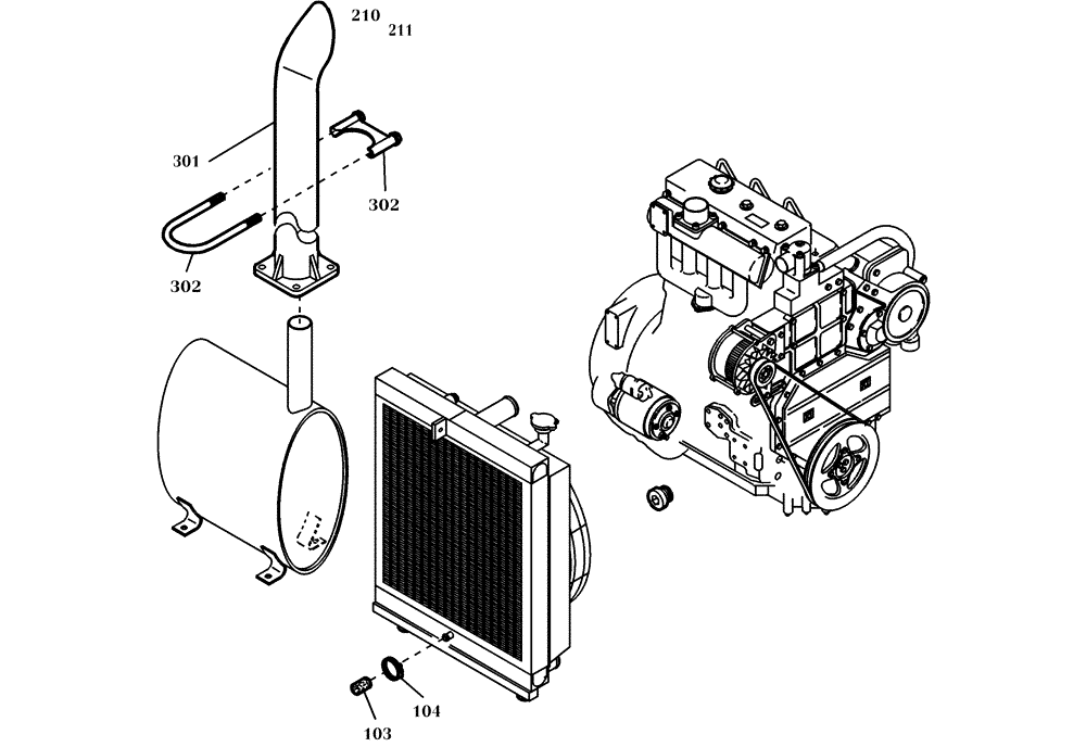 Схема запчастей Case 321D - (13.014[001]) - CANOPY ENGINE MOUNTING PARTS (OPTION) (S/N 591052-UP) No Description