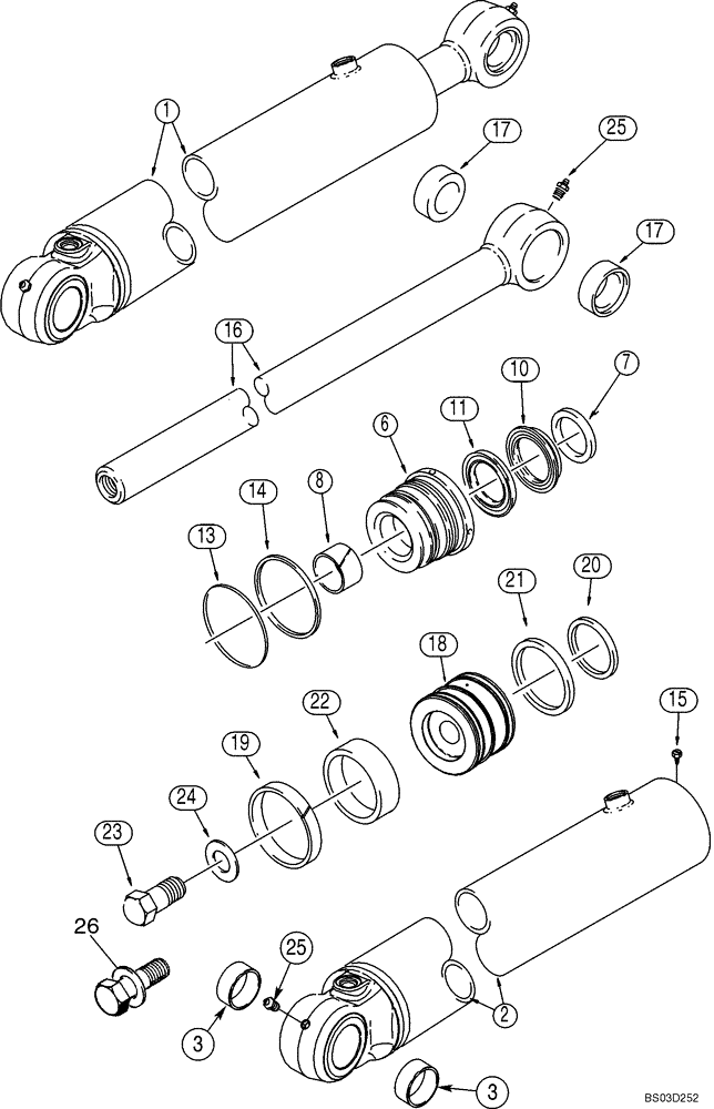 Схема запчастей Case 580M - (08-56) - CYLINDER ASSY - BACKHOE BOOM (08) - HYDRAULICS