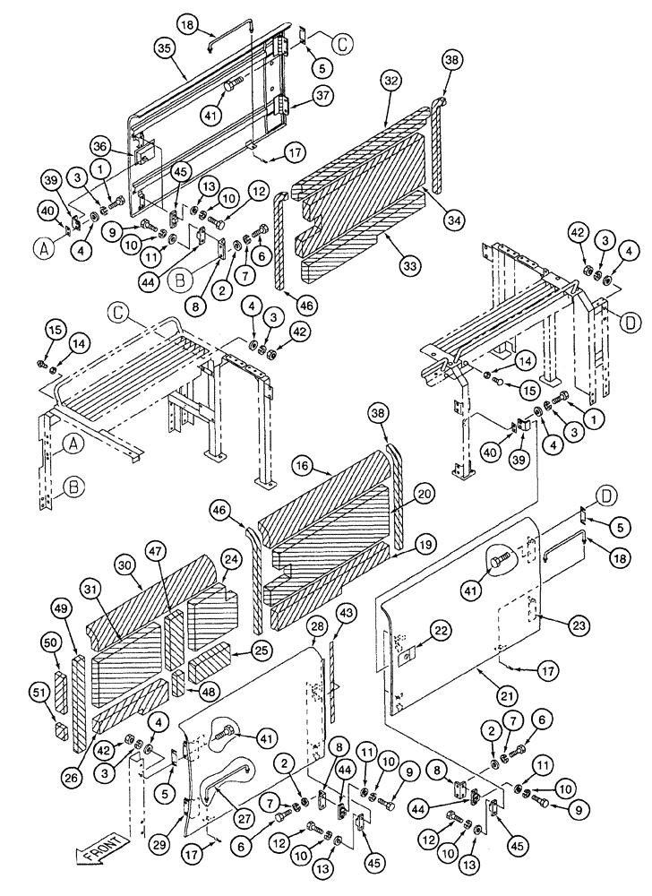 Схема запчастей Case 9050B - (9-020) - UPPER STRUCTURE, LEFT-HAND AND RIGHT-HAND SIDE DOORS (09) - CHASSIS