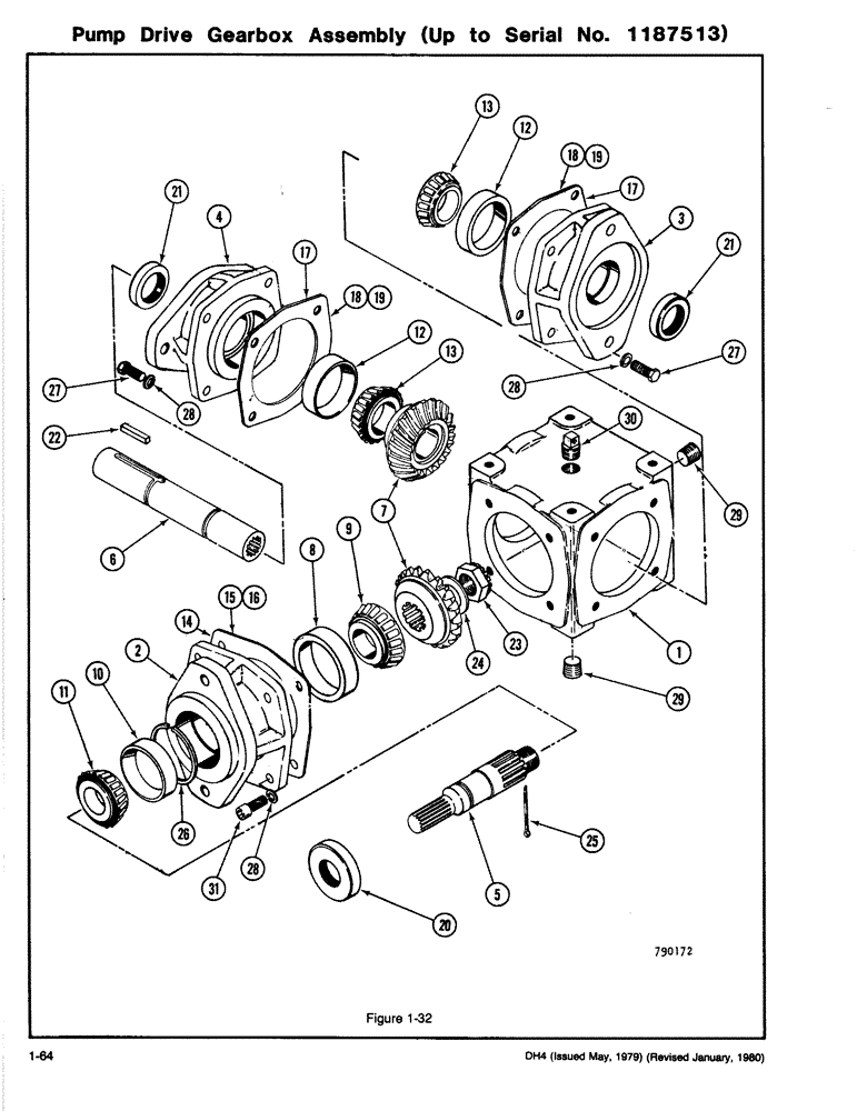 Схема запчастей Case DH4 - (1-64) - PUMP DRIVE GEARBOX ASSEMBLY (UP TO SERIAL NO. 1187513) (35) - HYDRAULIC SYSTEMS