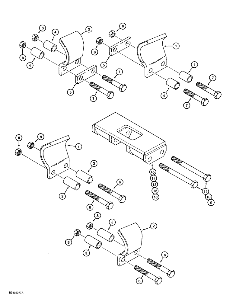 Схема запчастей Case 560 - (9-088) - LARGE CUPPED DIGGING TEETH, 75,000 POUND CHAINLINE (09) - CHASSIS/ATTACHMENTS