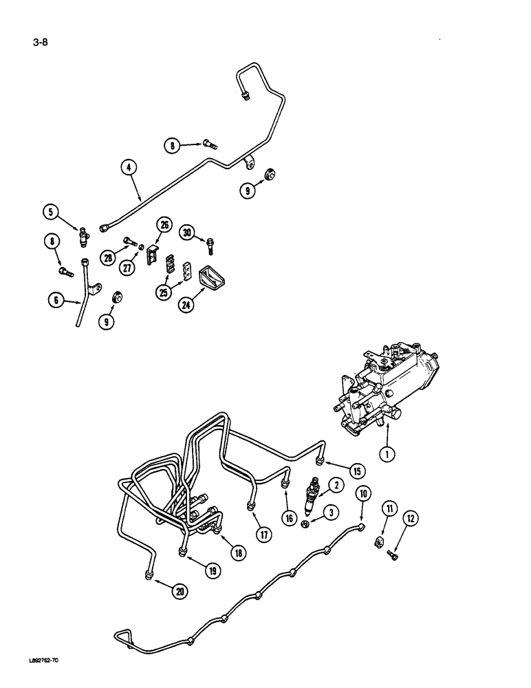 Схема запчастей Case W14C - (3-08) - FUEL INJECTION SYSTEM, 6-590 ENGINE (03) - FUEL SYSTEM