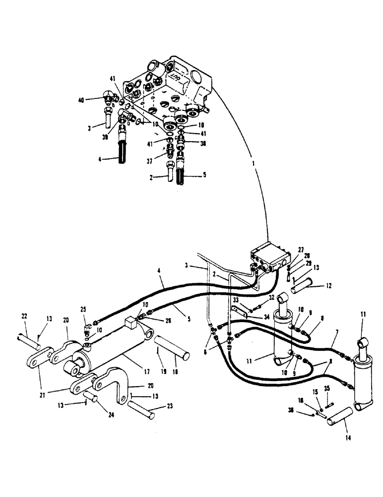 Схема запчастей Case 1000 - (24) - HYDRAULIC LINES - BOOM & TILT CIRCUIT, (UP TO SPEC. #P16WS04, P16FG05, P16FD06) 