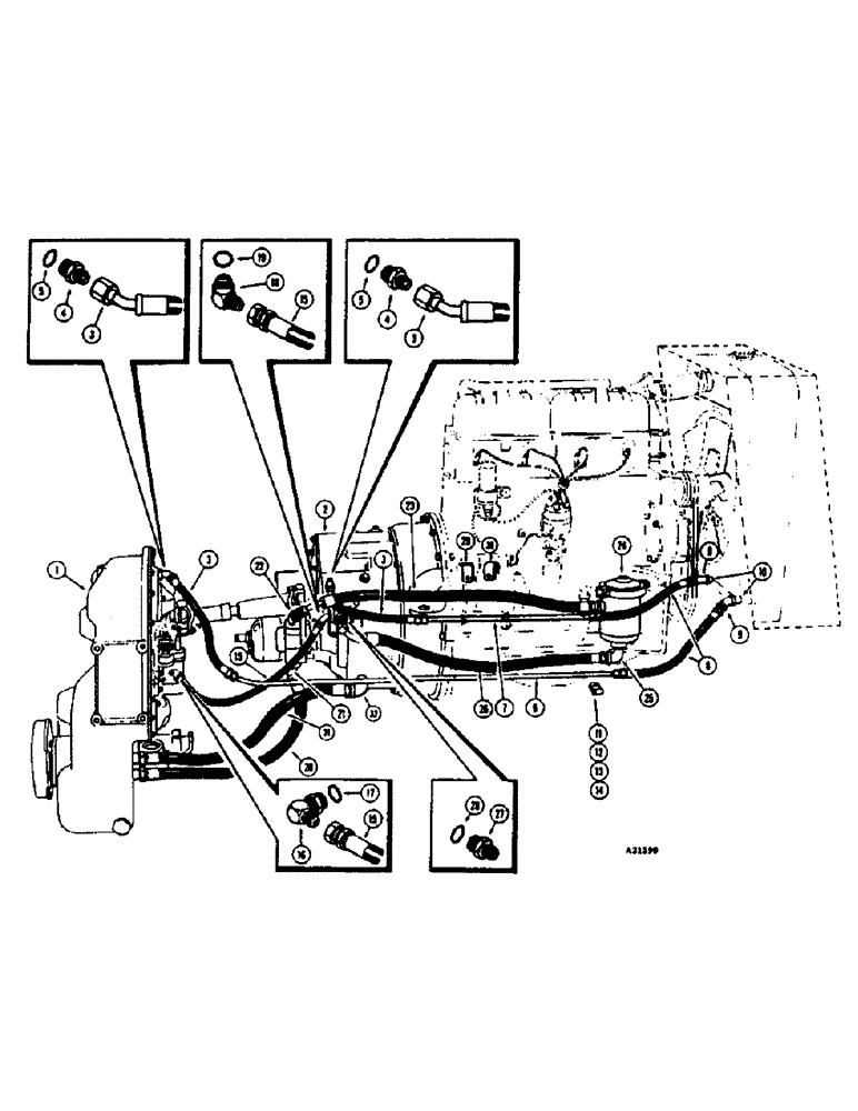 Схема запчастей Case W7E - (154) - CONVERTER AND TRANSMISSION, HYDRAULICS AND COOLING SYSTEM (06) - POWER TRAIN