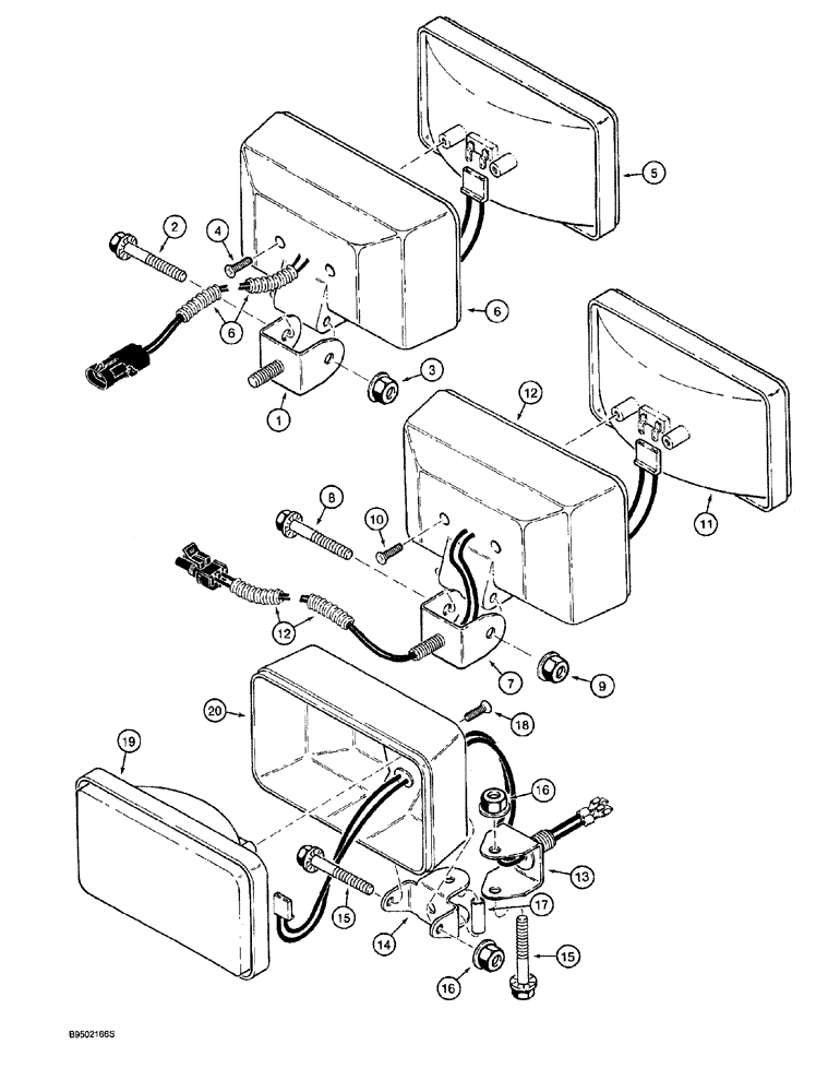 Схема запчастей Case 921 - (4-042) - LAMPS, FRONT AND REAR (04) - ELECTRICAL SYSTEMS