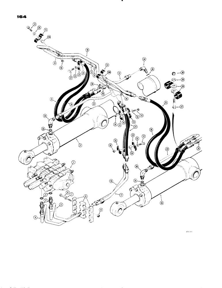 Схема запчастей Case 1150 - (164) - LOADER HYDRAULICS, LIFT CIRCUIT (07) - HYDRAULIC SYSTEM