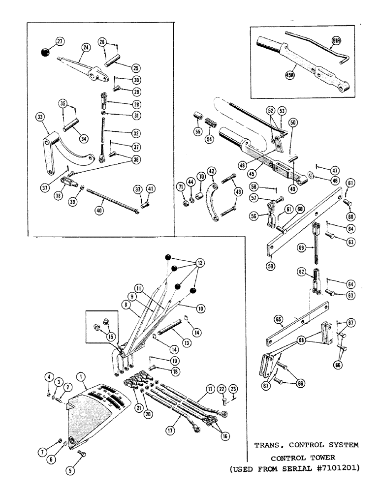 Схема запчастей Case 1000C - (122) - TRANSMISSION CONTROL SYSTEM CONTROL TOWER, USED FROM SERIAL NUMBER 7101201 (03) - TRANSMISSION