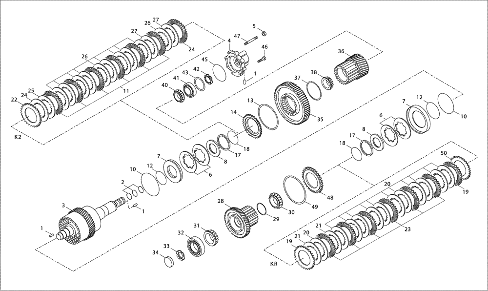 Схема запчастей Case 327B - (18A00000972[001]) - CLUTCH ASSEMBLY K2/KR (87515021) (03) - Converter / Transmission
