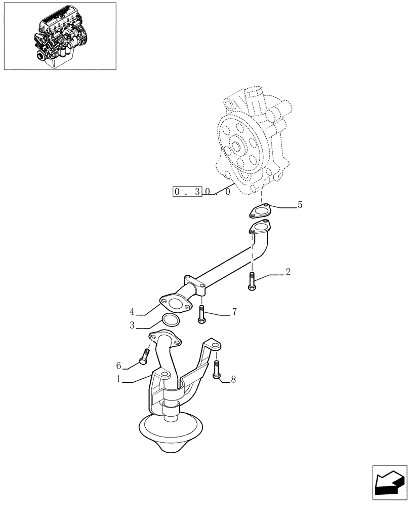 Схема запчастей Case F3BE0684A B002 - (0.30.5[01]) - OIL PUMP PIPING (99478455) 