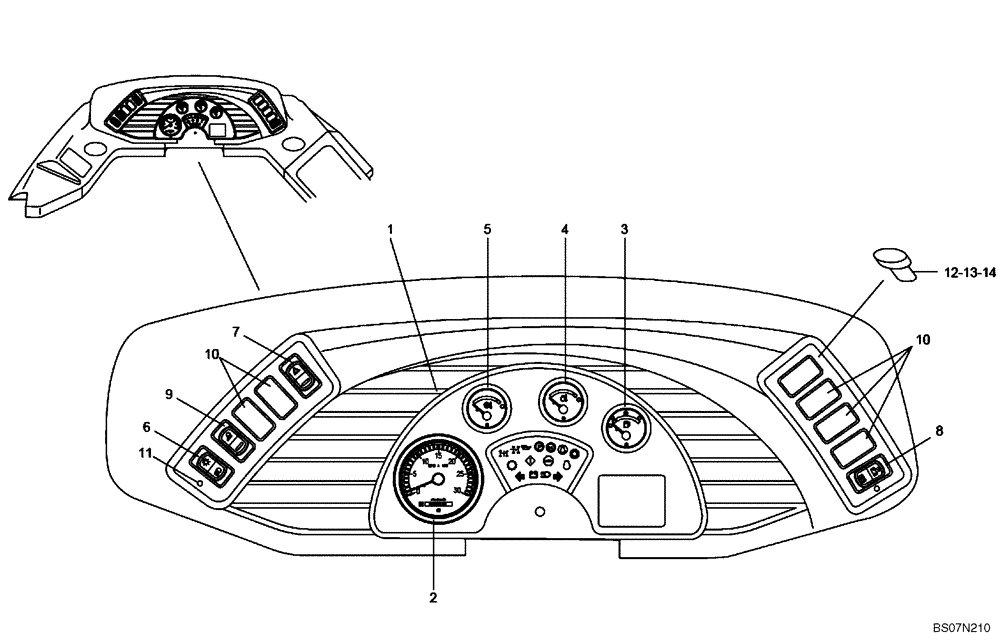 Схема запчастей Case 327B - (67A00001644[001]) - INSTRUMENT PANEL, CAB (87399409) (13) - Electrical System / Decals