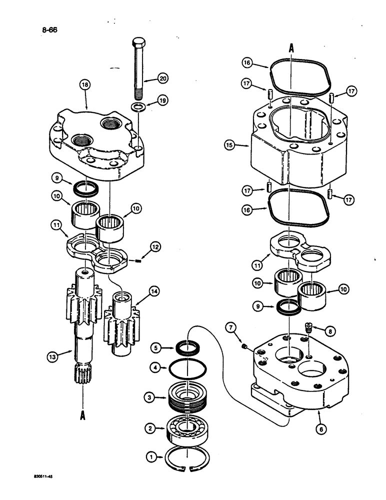 Схема запчастей Case 1187C - (8-66) - SWING HYDRAULIC MOTOR (08) - HYDRAULICS