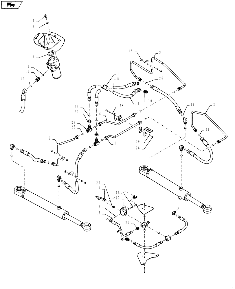Схема запчастей Case 1021F - (41.216.02) - STEERING HYDRAULIC LINES (41) - STEERING