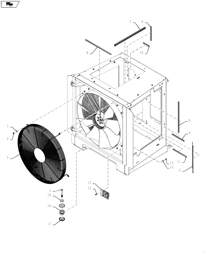 Схема запчастей Case 1121F - (39.126.04) - COOLING SYSTEM FRAME (39) - FRAMES AND BALLASTING