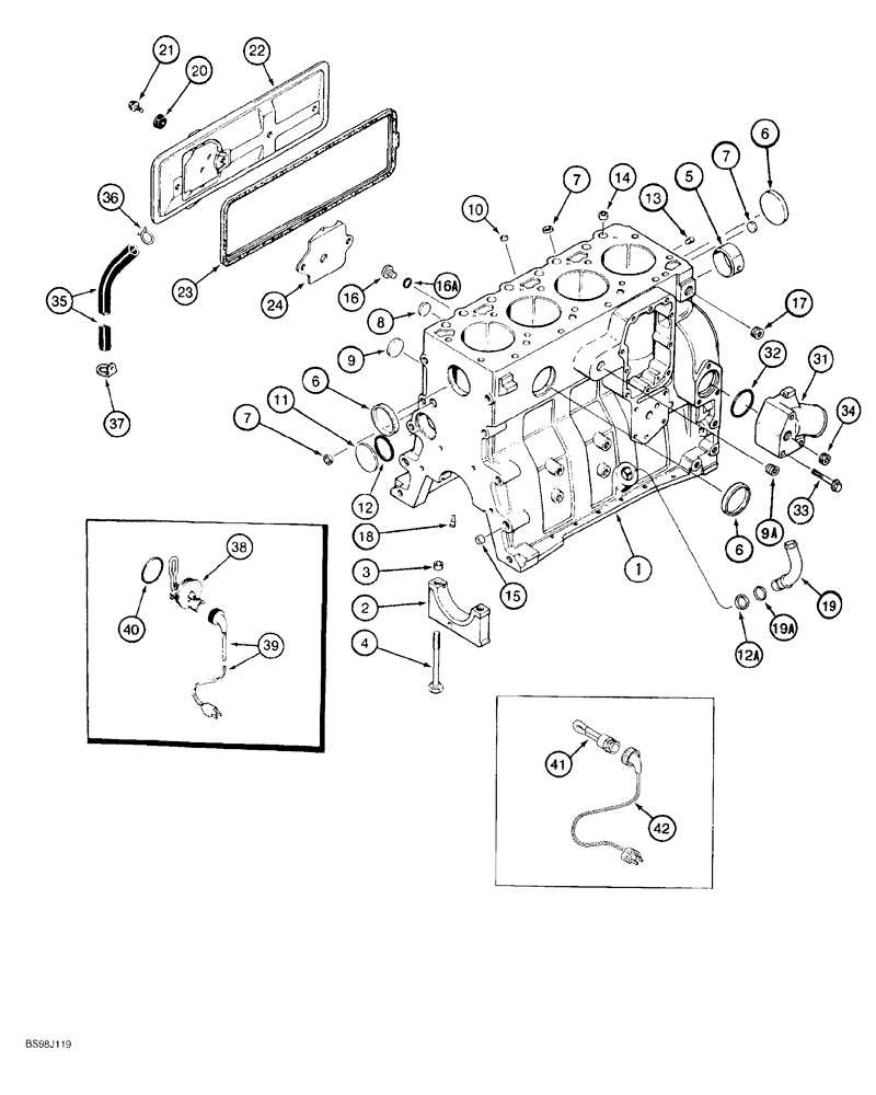 Схема запчастей Case 550G - (2-49E) - CYLINDER BLOCK, 4-390 EMISSIONS CERTIFIED ENGINE, P.I.N. JJG0255794 AND AFTER (01) - ENGINE