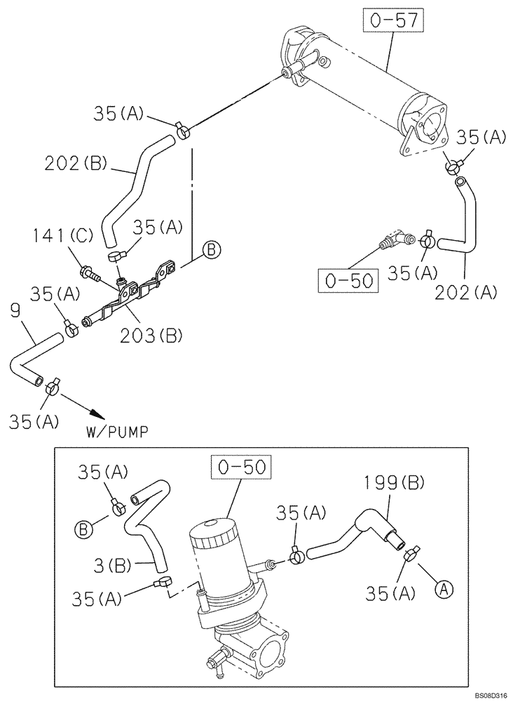 Схема запчастей Case CX80 - (02-20) - ENGINE WATER CIRCUIT (02) - ENGINE