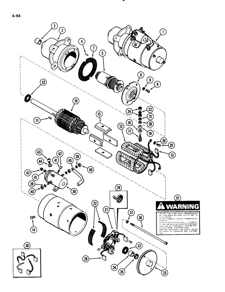 Схема запчастей Case 1835B - (4-094) - A51910 STARTER, 148B SPARK IGNITION ENGINE (04) - ELECTRICAL SYSTEMS