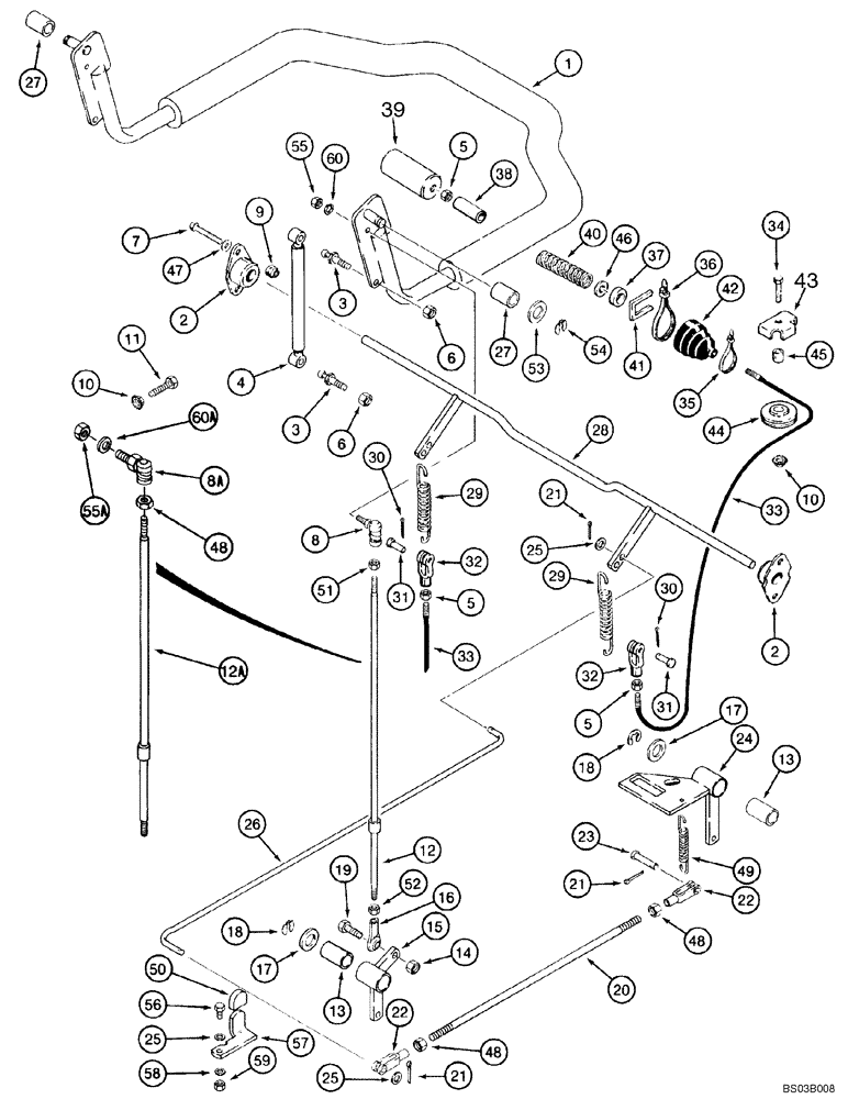 Схема запчастей Case 1840 - (07-03) - PARKING LATCH - SEAT BAR, SINGLE (07) - BRAKES