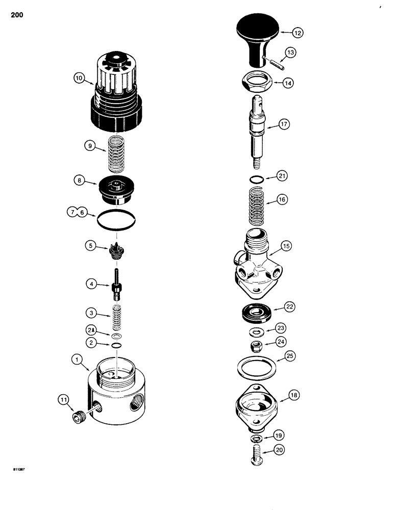 Схема запчастей Case 680G - (200) - L72409 PRESSURE REDUCING VALVE - BRAKE, L103834 PARKING BRAKE VALVE (07) - BRAKES