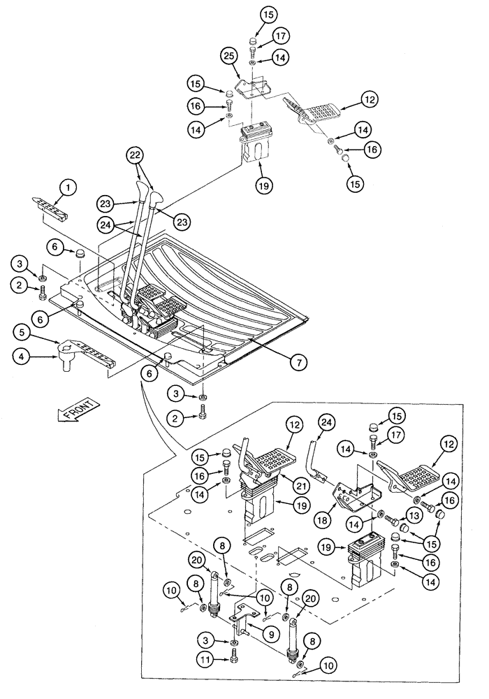 Схема запчастей Case 9050B - (9-046) - TRACK DRIVE CONTROLS, PEDALS AND LEVERS (09) - CHASSIS