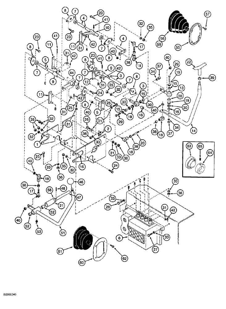 Схема запчастей Case 1150G - (8-040) - EQUIPMENT CTRL VALVE & LEVERS, 2 LEVERS, 4-SPOOL VALVE, PRIOR JJG0218023 & JJG0218024 - JJG0218478 (07) - HYDRAULIC SYSTEM