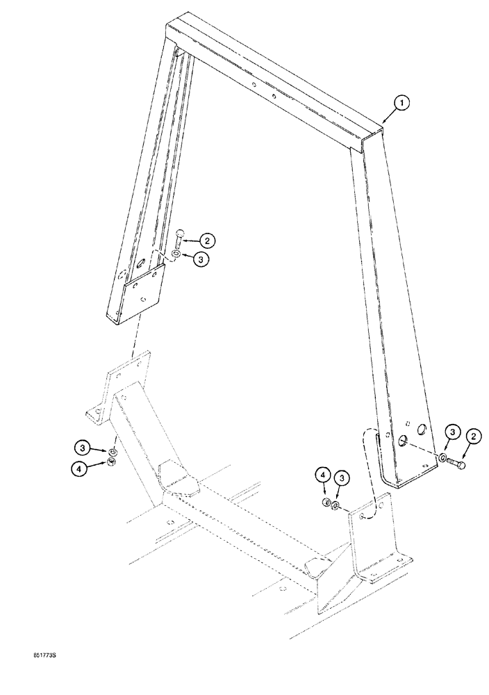 Схема запчастей Case 760 - (09-016) - ROLL OVER PROTECTIVE STRUCTURE (90) - PLATFORM, CAB, BODYWORK AND DECALS