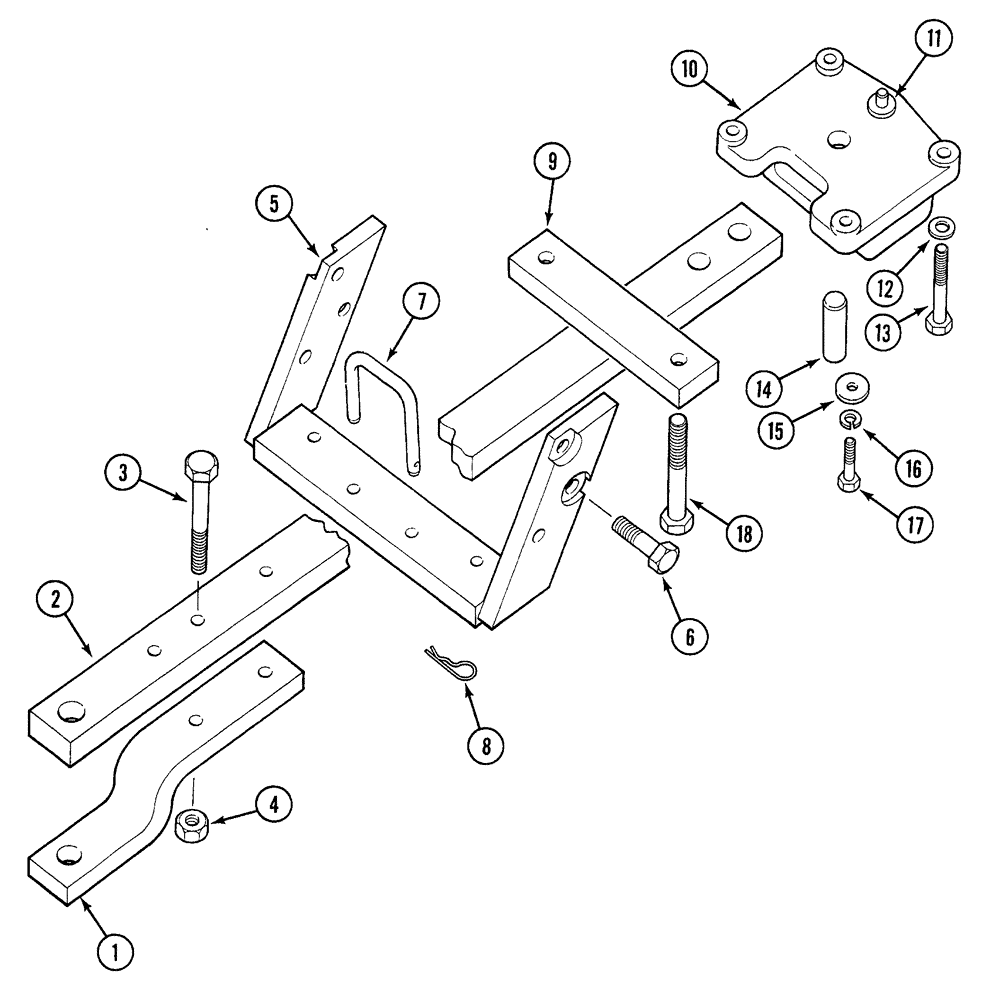 Схема запчастей Case 380B - (9-40) - SWINGING DRAWBAR (09) - CHASSIS