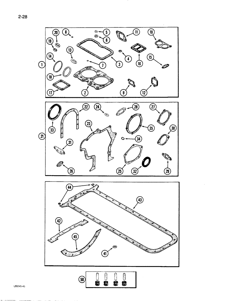 Схема запчастей Case W30 - (2-28) - ENGINE GASKET KITS, 504BDT ENGINE, VALVE GRIND KIT (02) - ENGINE