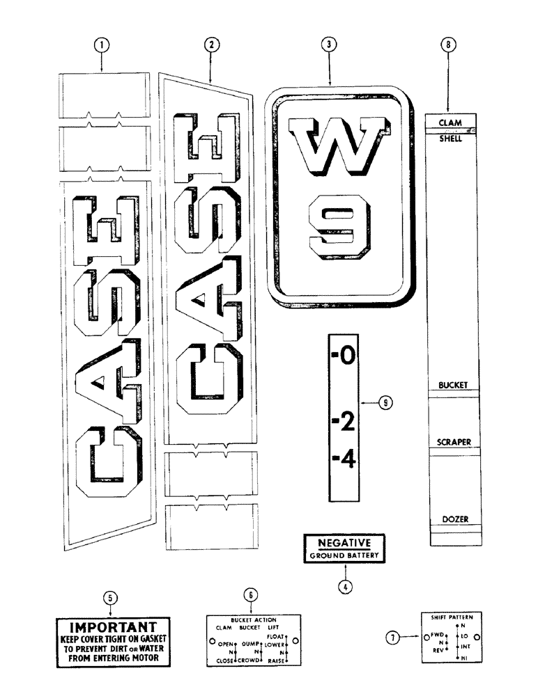 Схема запчастей Case W9A - (168) - DECALS (09) - CHASSIS