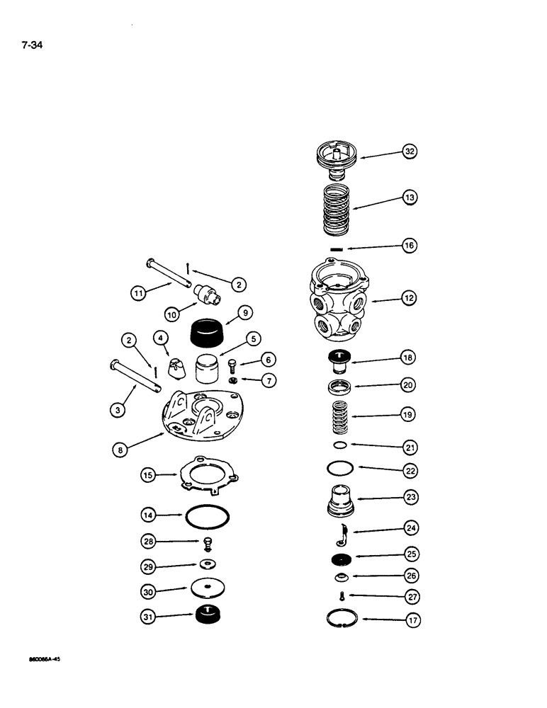 Схема запчастей Case W14B - (7-34) - BRAKE VALVE - TREADLE - L117359 (07) - BRAKES