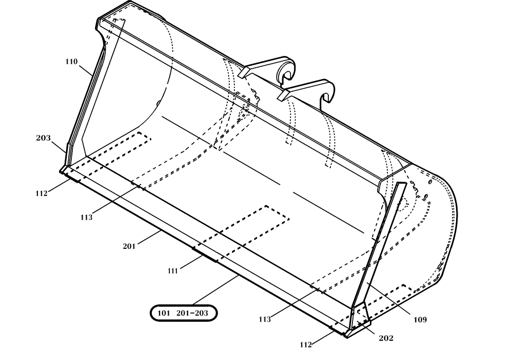 Схема запчастей Case 21D - (64.212[2902715000]) - LOADING BUCKET 800 L-1900MM (82) - FRONT LOADER & BUCKET
