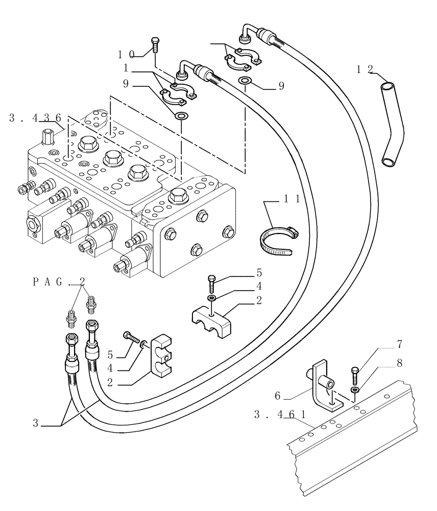 Схема запчастей Case 1850K - (3.440[01]) - LIFT CYLINDERS PIPING (07) - HYDRAULIC SYSTEM/FRAME