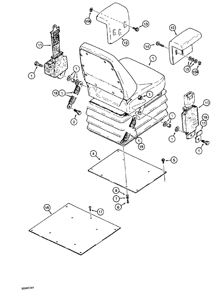 Схема запчастей Case 1150G - (9-036) - SEAT, SEAT BELTS AND ARMRESTS (05) - UPPERSTRUCTURE CHASSIS