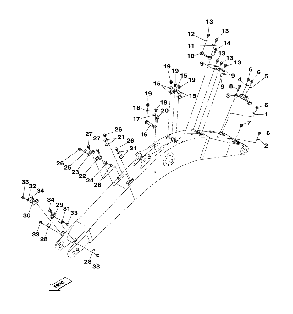 Схема запчастей Case CX350C - (09-034[00]) - MONOBLOCK BOOM - 6.45 M - BRACKET (09) - CHASSIS/ATTACHMENTS