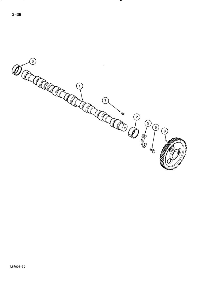 Схема запчастей Case 888 - (2-036) - CAMSHAFT, 6T-590 DIESEL ENGINE (02) - ENGINE