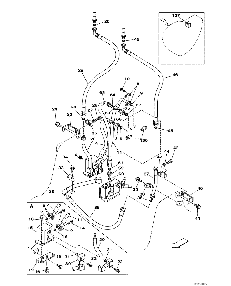 Схема запчастей Case CX160 - (08-43) - HYDRAULICS, AUXILIARY - DOUBLE ACTING CIRCUIT, TRIGGER ACTIVATED (DAC0716101 - DAC0716848) (08) - HYDRAULICS