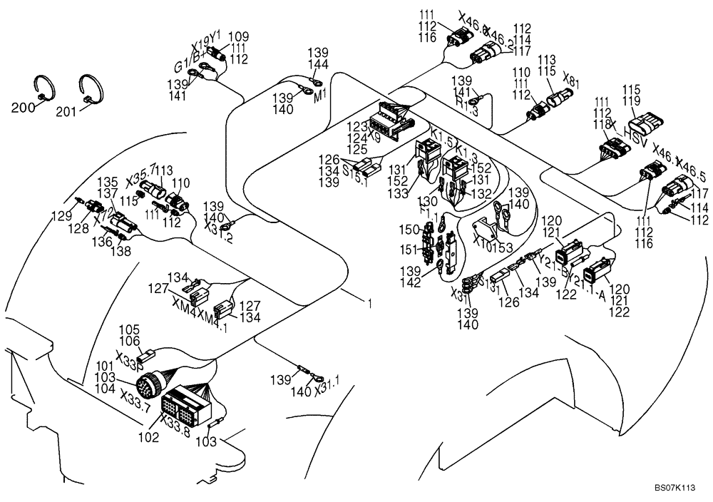 Схема запчастей Case 321D - (32.143[2987293000]) - CABLE HARNESS REAR CARRIAGE (55) - ELECTRICAL SYSTEMS