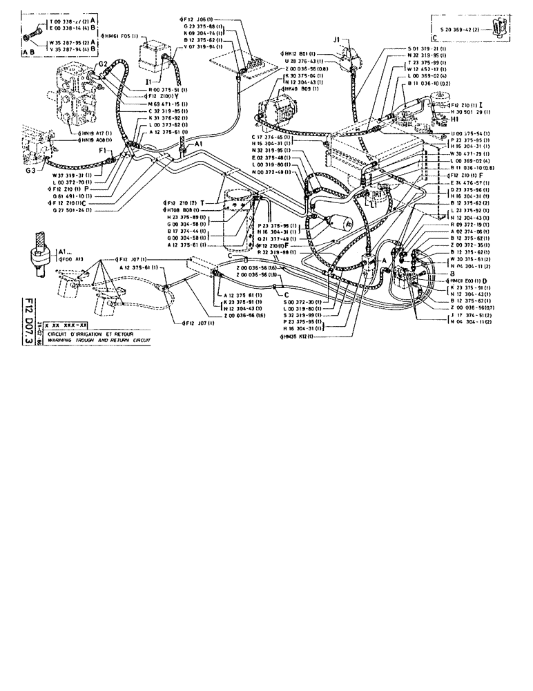 Схема запчастей Case 90BCL - (176) - WARMING TROUGH AND RETURN CIRCUIT (07) - HYDRAULIC SYSTEM