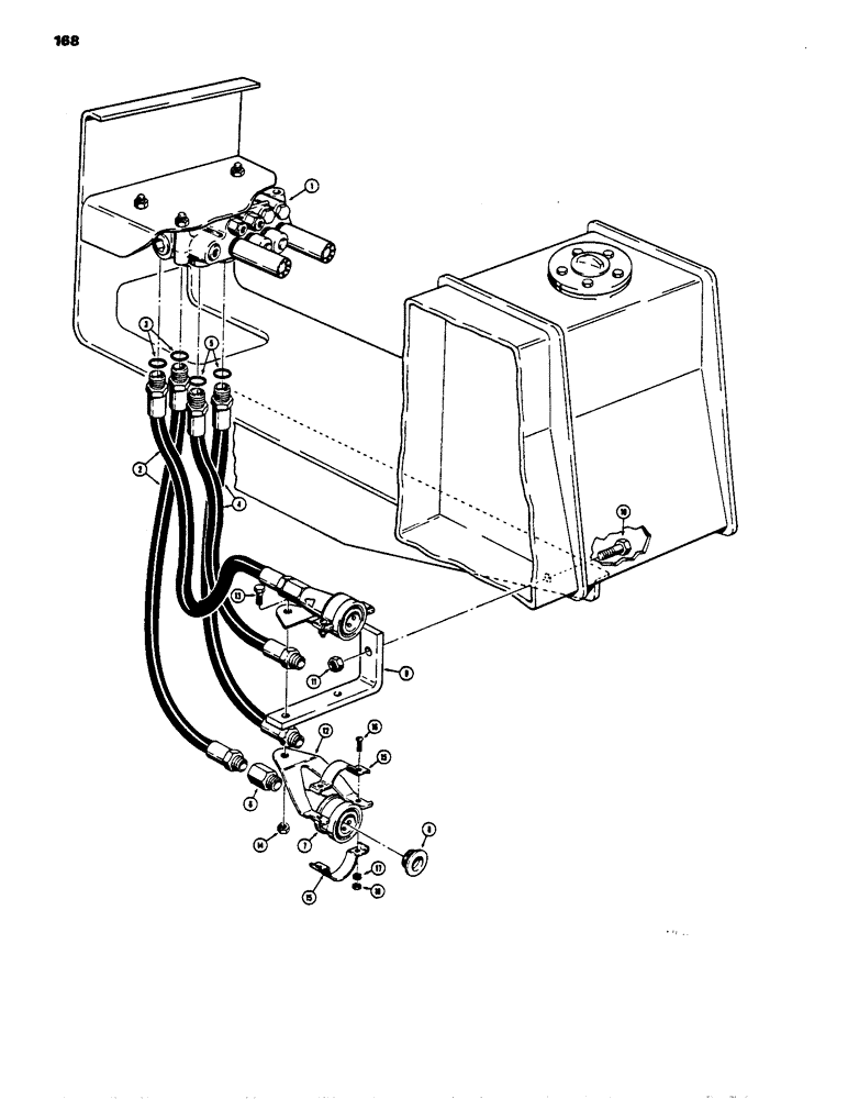 Схема запчастей Case 450 - (168) - DUAL PULL BEHIND HYDRAULIC CIRCUIT (07) - HYDRAULIC SYSTEM