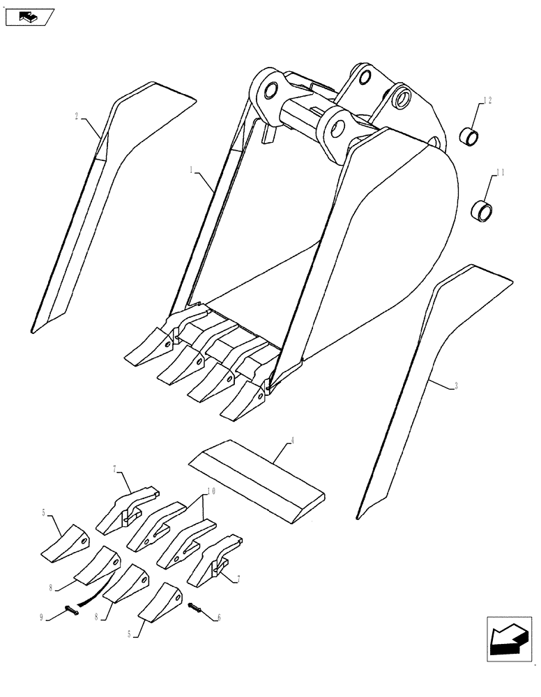 Схема запчастей Case 580SN WT - (84.100.01[03]) - BUCKET, BACKHOE (457 MM (18 INCH) WIDE) (84) - BOOMS, DIPPERS & BUCKETS