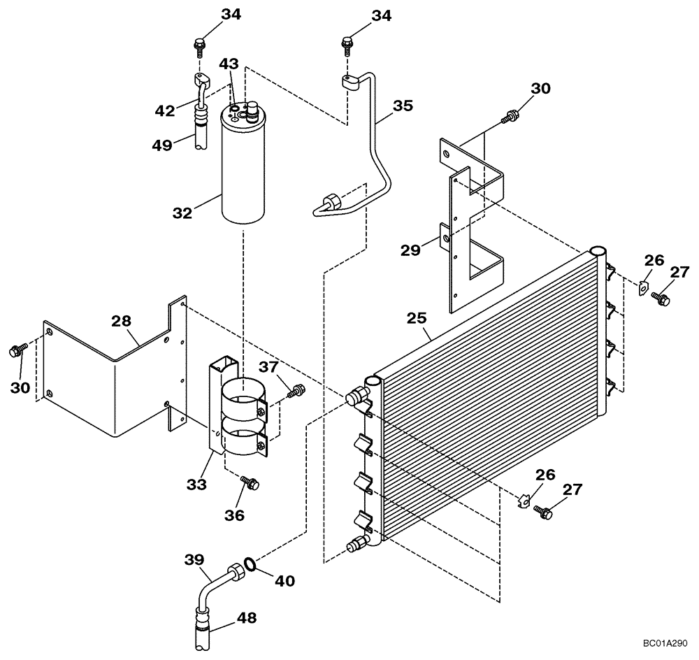 Схема запчастей Case CX240 - (09-25) - AIR CONDITIONING - CONDENSER AND RECEIVER-DRIER (09) - CHASSIS