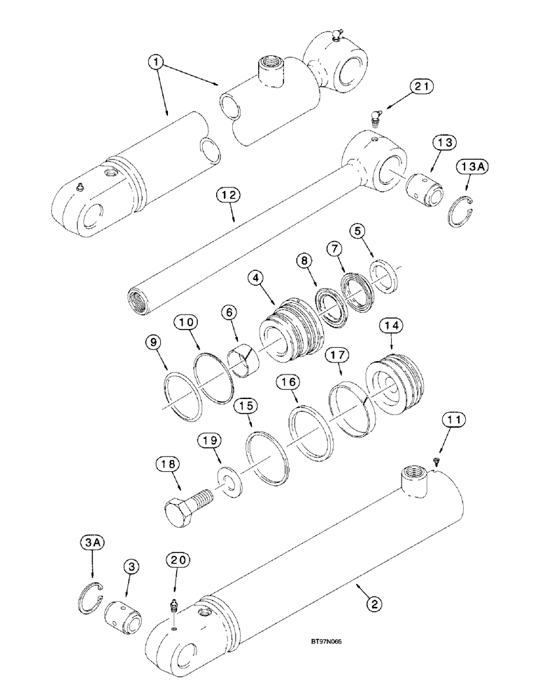 Схема запчастей Case 580L - (8-157A) - THREE-POINT HITCH LIFT CYLINDER, 570 LXT MODELS (08) - HYDRAULICS