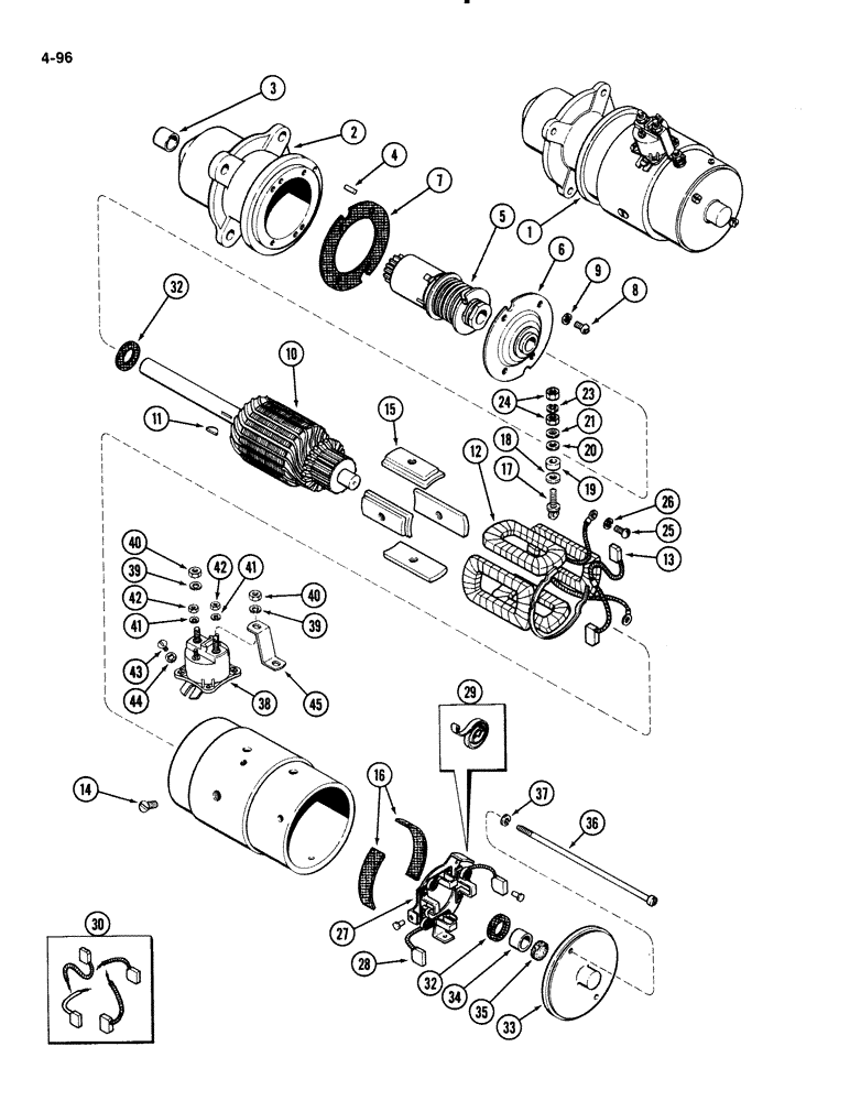 Схема запчастей Case 1835B - (4-096) - 148B SPARK IGNITION ENGINE, D124795 STARTER (04) - ELECTRICAL SYSTEMS