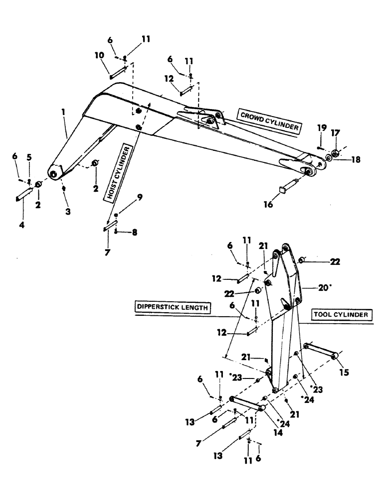 Схема запчастей Case 40YC - (063) - "E" MAIN BOOM AND DIPPERSTICKS (09) - BOOMS
