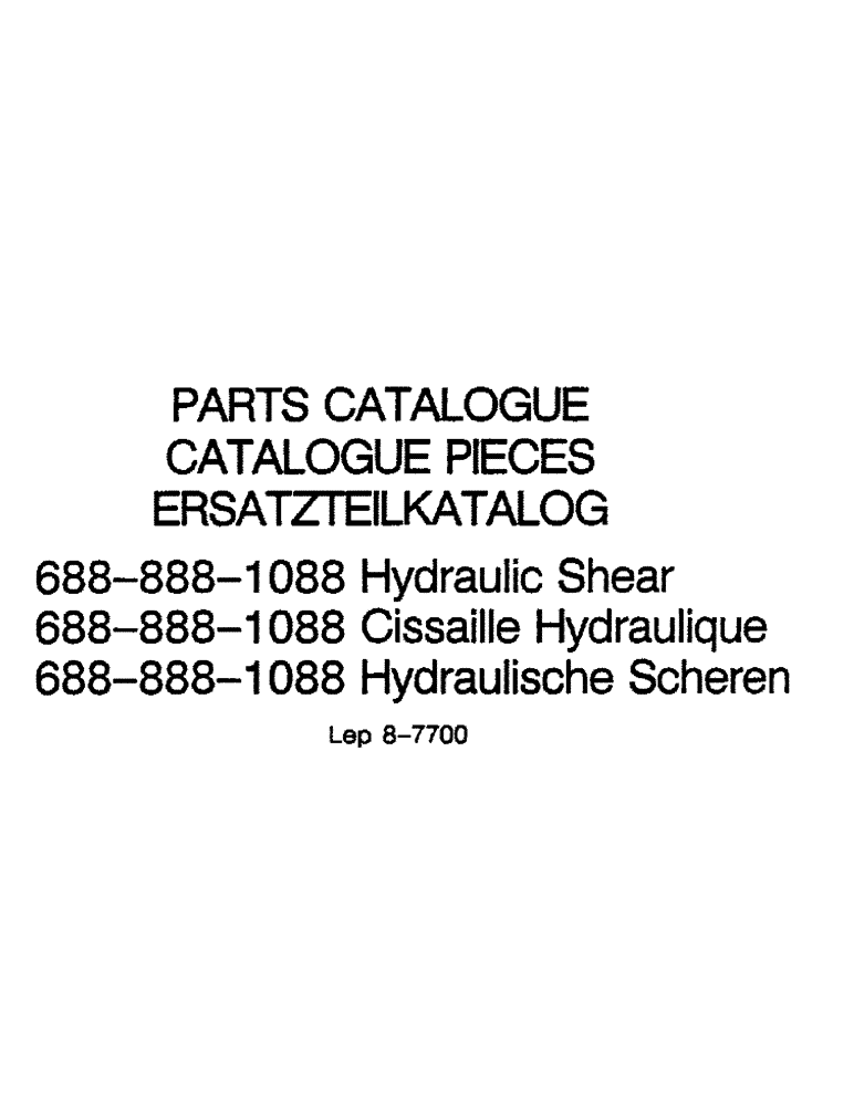 Схема запчастей Case 688 - (01-1) - PARTS CATALOGUE 