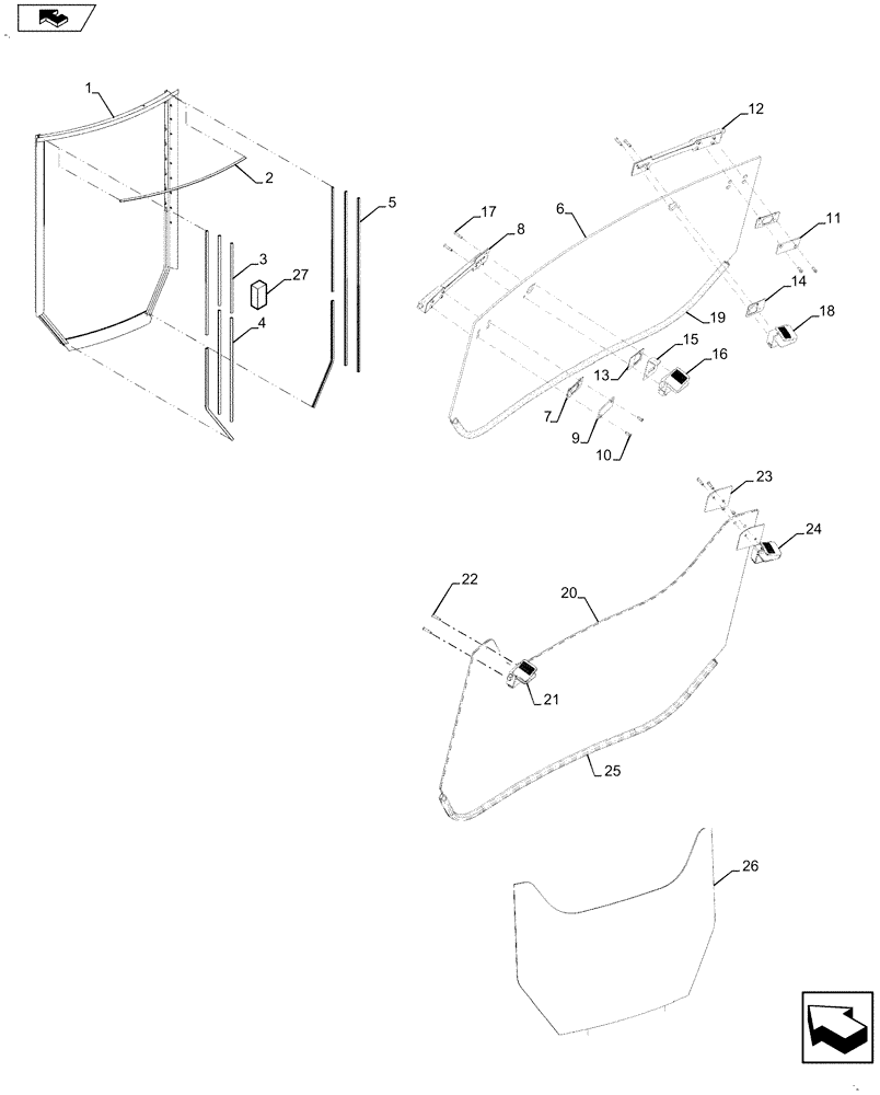 Схема запчастей Case 580SN - (90.156.08) - VAR - 747854 - CAB - WINDOW, REAR (90) - PLATFORM, CAB, BODYWORK AND DECALS