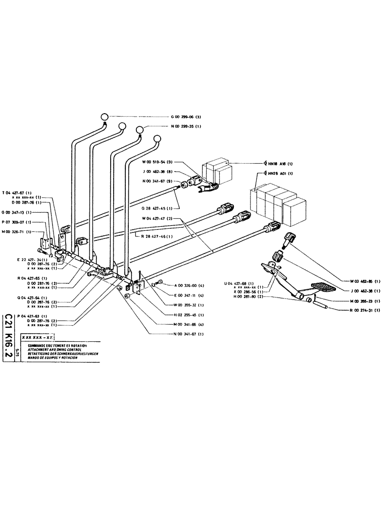 Схема запчастей Case RC200L - (034) - ATTACHMENT AND SWING CONTROL 