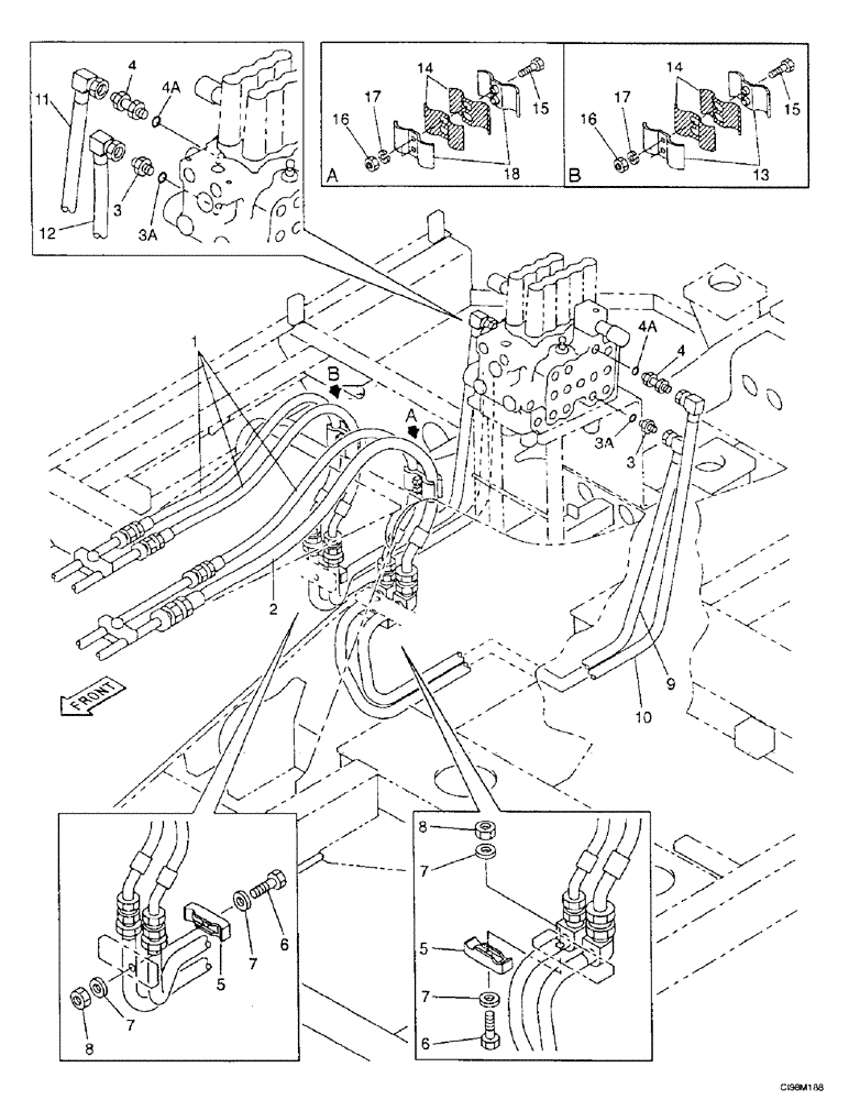 Схема запчастей Case 9007B - (8-016) - HYDRAULIC CIRCUIT - DIPPER AND BUCKET (08) - HYDRAULICS