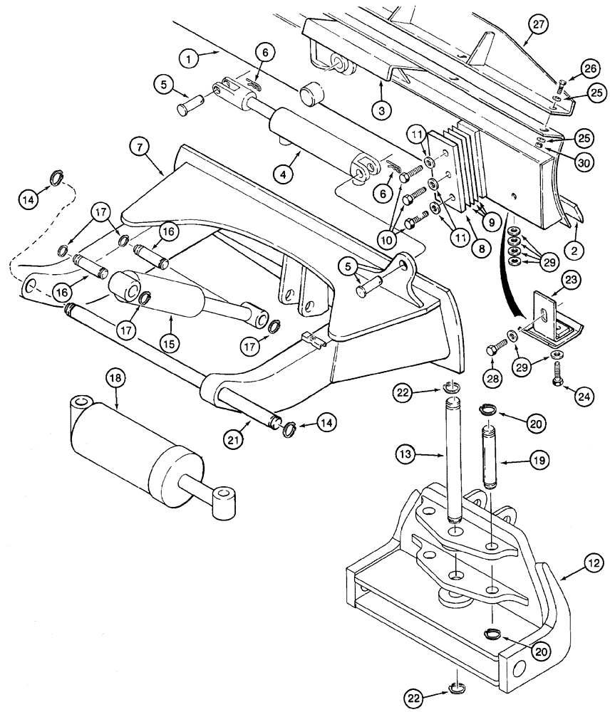 Схема запчастей Case 460 - (9-16) - BACKFILL BLADE AND MOUNTING, SIX-WAY BACKFILL BLADE (09) - CHASSIS/ATTACHMENTS